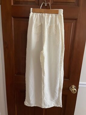 Cream Wide-Leg Lounge Pants